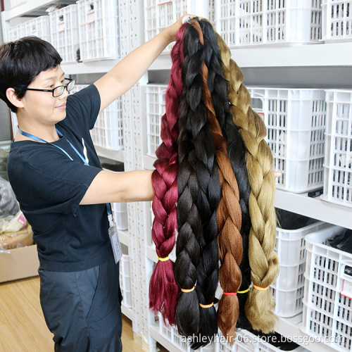 Wholesale 100% Kanekalon Jumbo 165G 82 Inch 3X Synthetic Pre Stretched Extension Ultra Braid Hair